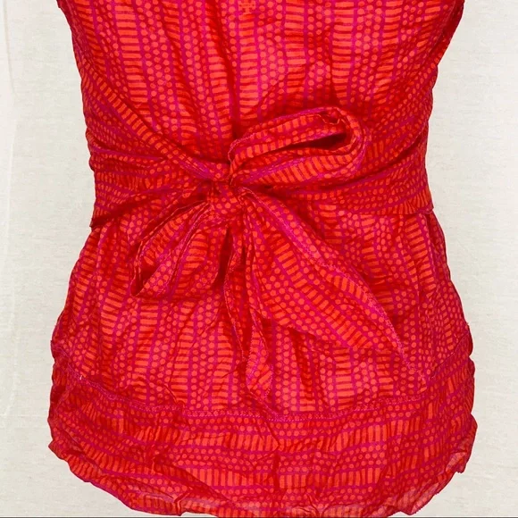 Tory Burch red and purple tie back v-neck tank top - Picture 7 of 14